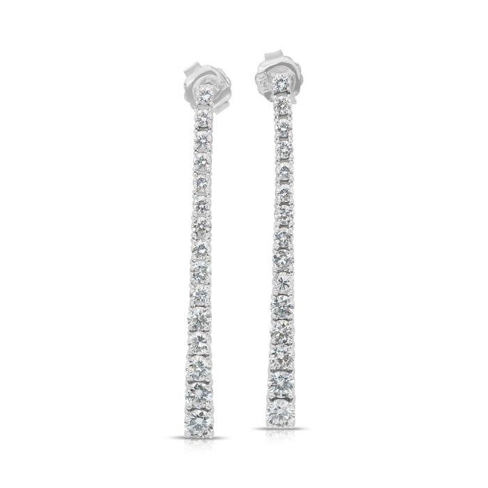 IGI Certified 2.76ct Diamonds Drop Earrings in 18k White Gold