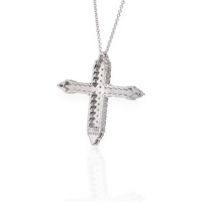 IGI Certified 2.80ct Diamonds Necklace with Cross Pendant in 14k White Gold