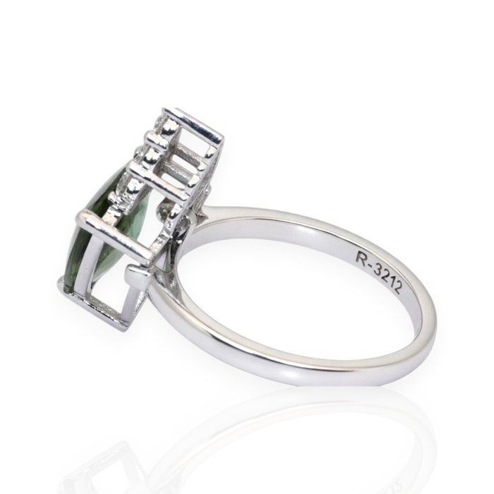 IGI Certified 2.86ct Tourmaline and Diamonds Cluster Ring in 14k White Gold