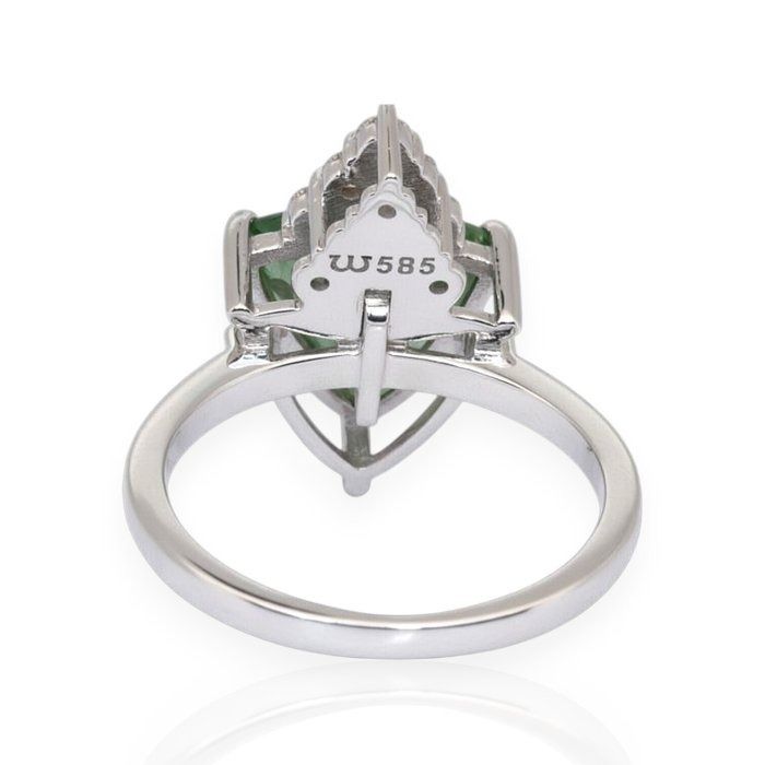 IGI Certified 2.86ct Tourmaline and Diamonds Cluster Ring in 14k White Gold