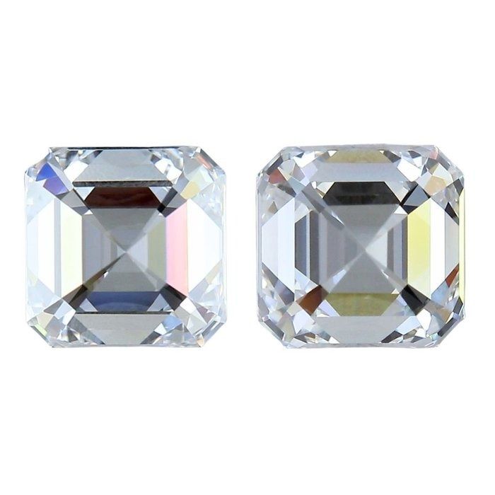 IGI Certified 3.00ct Pair of Square Emerald Cut Diamonds