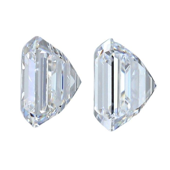 IGI Certified 3.00ct Pair of Square Emerald Cut Diamonds