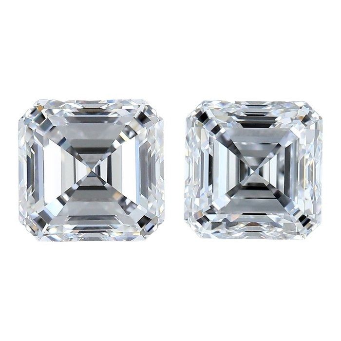 IGI Certified 3.00ct Pair of Square Emerald Cut Diamonds