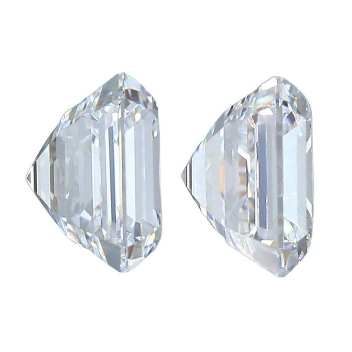 IGI Certified 3.00ct Pair of Square Emerald Cut Diamonds