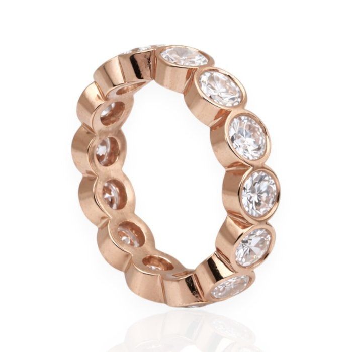 IGI Certified 3.13ct Diamonds Eternity Band Ring in 18k Rose Gold