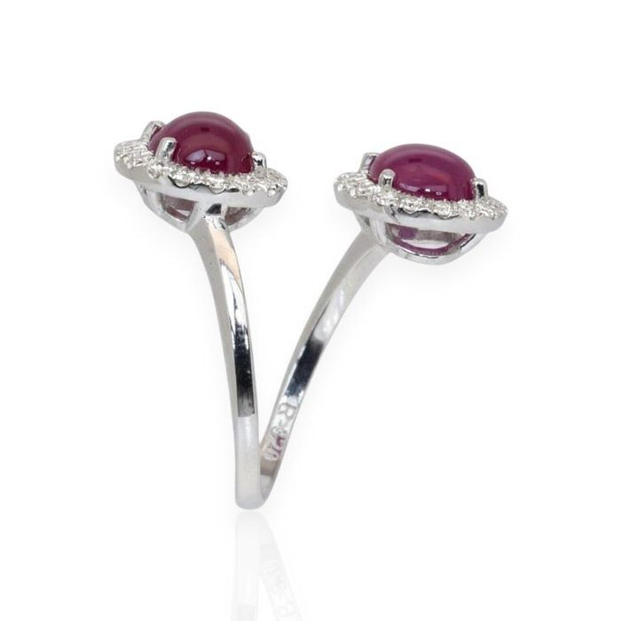 IGI Certified 3.81ct Rubies and Diamonds Ring in 18k White Gold