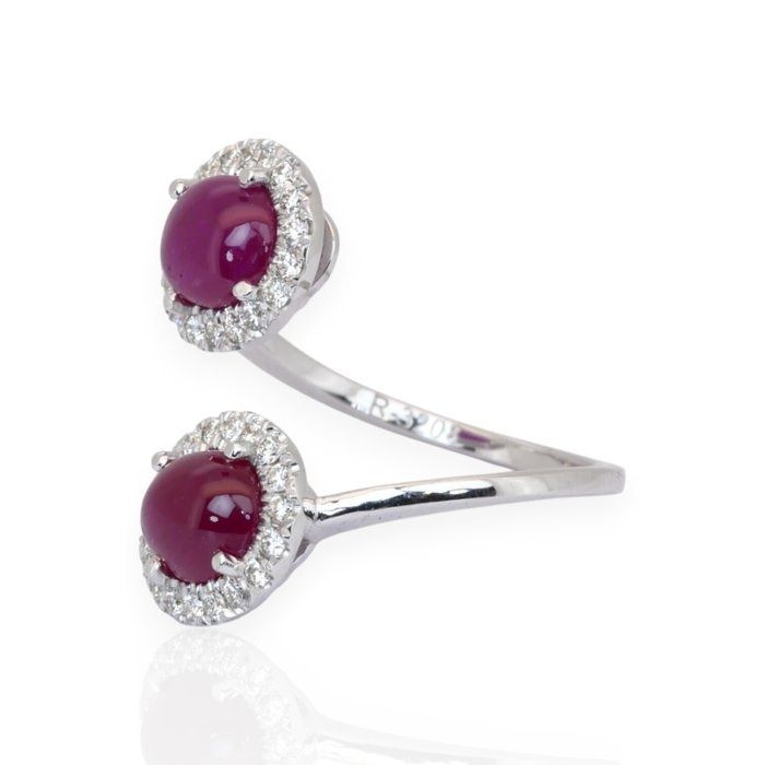 IGI Certified 3.81ct Rubies and Diamonds Ring in 18k White Gold