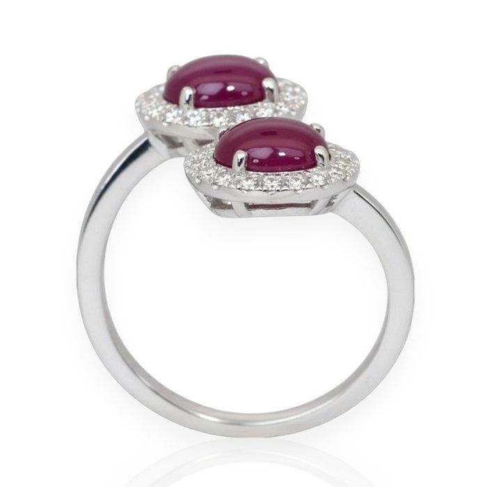 IGI Certified 3.81ct Rubies and Diamonds Ring in 18k White Gold