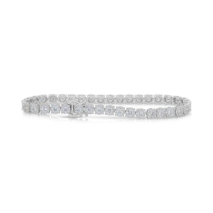 IGI Certified 4.03ct Diamonds Tennis Bracelet in 18k White Gold