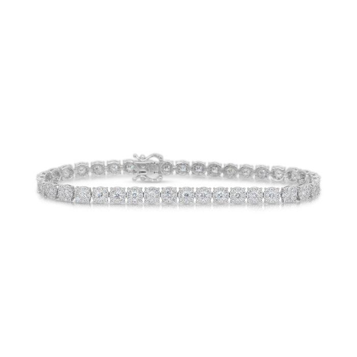 IGI Certified 4.03ct Diamonds Tennis Bracelet in 18k White Gold