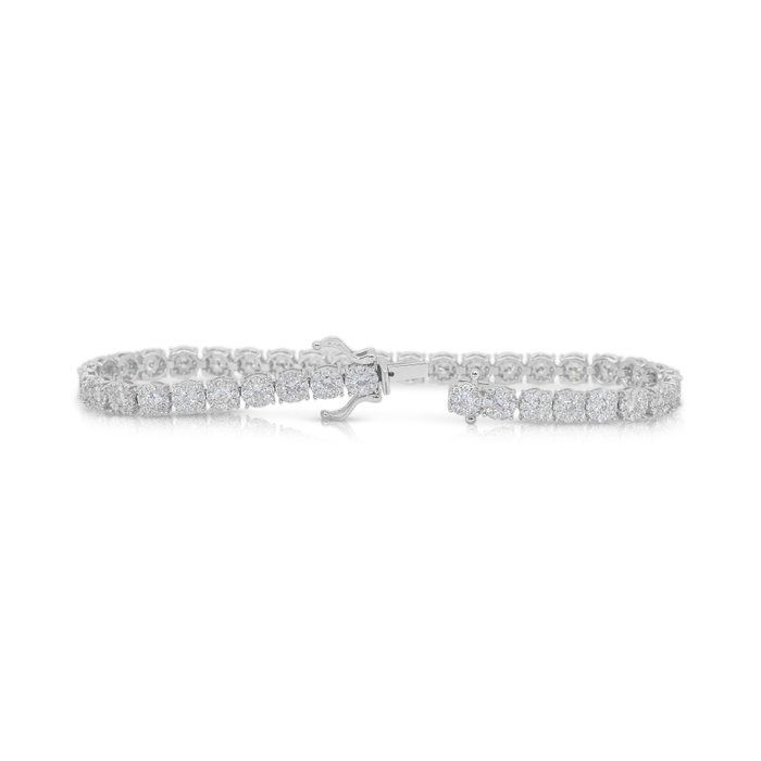 IGI Certified 4.03ct Diamonds Tennis Bracelet in 18k White Gold