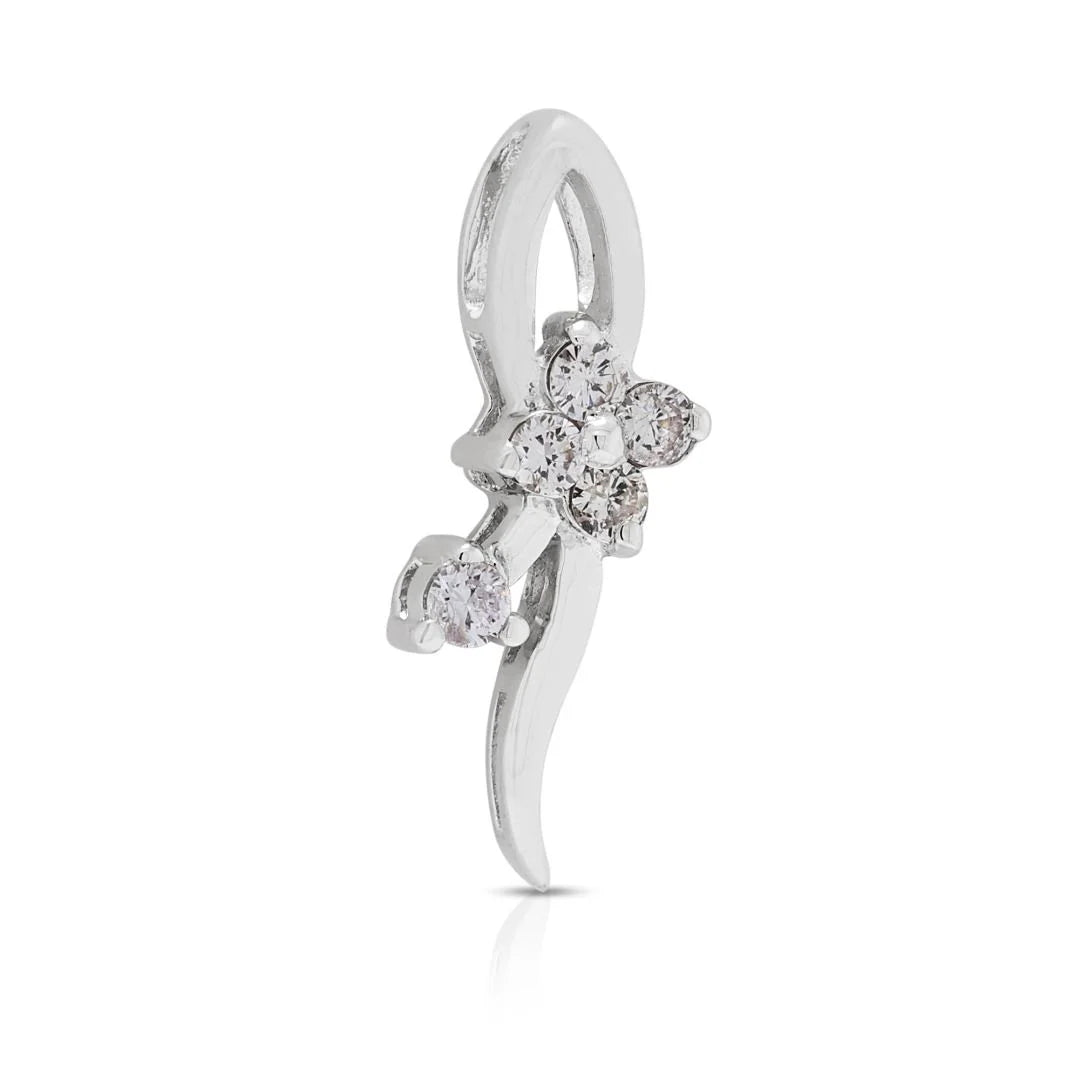 Intricate 0.08ct Diamond Bloom Pendant in 18K White Gold
