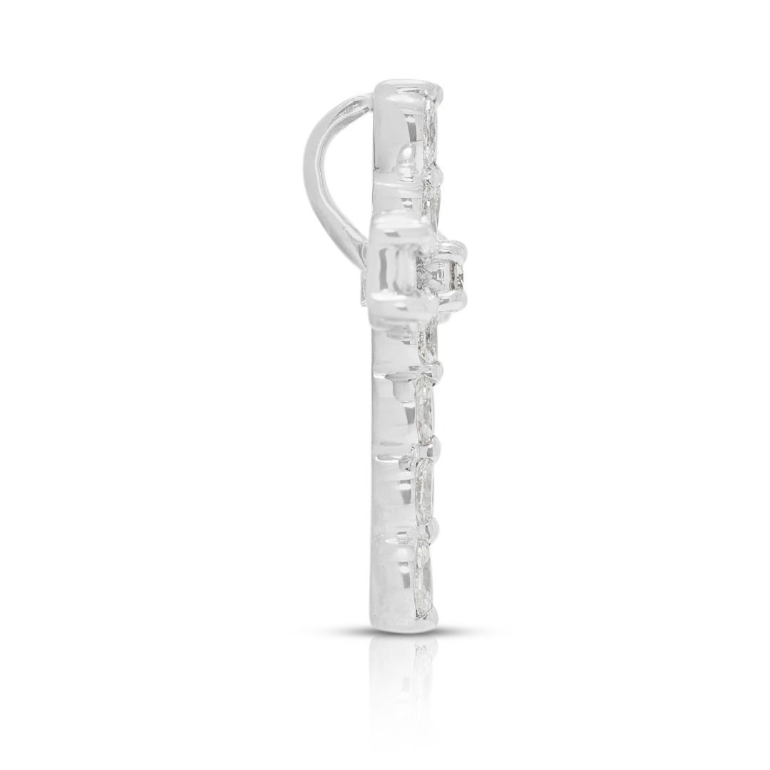 Intricate 1.65ct Natural Diamond Cross Pendant in 18K White Gold