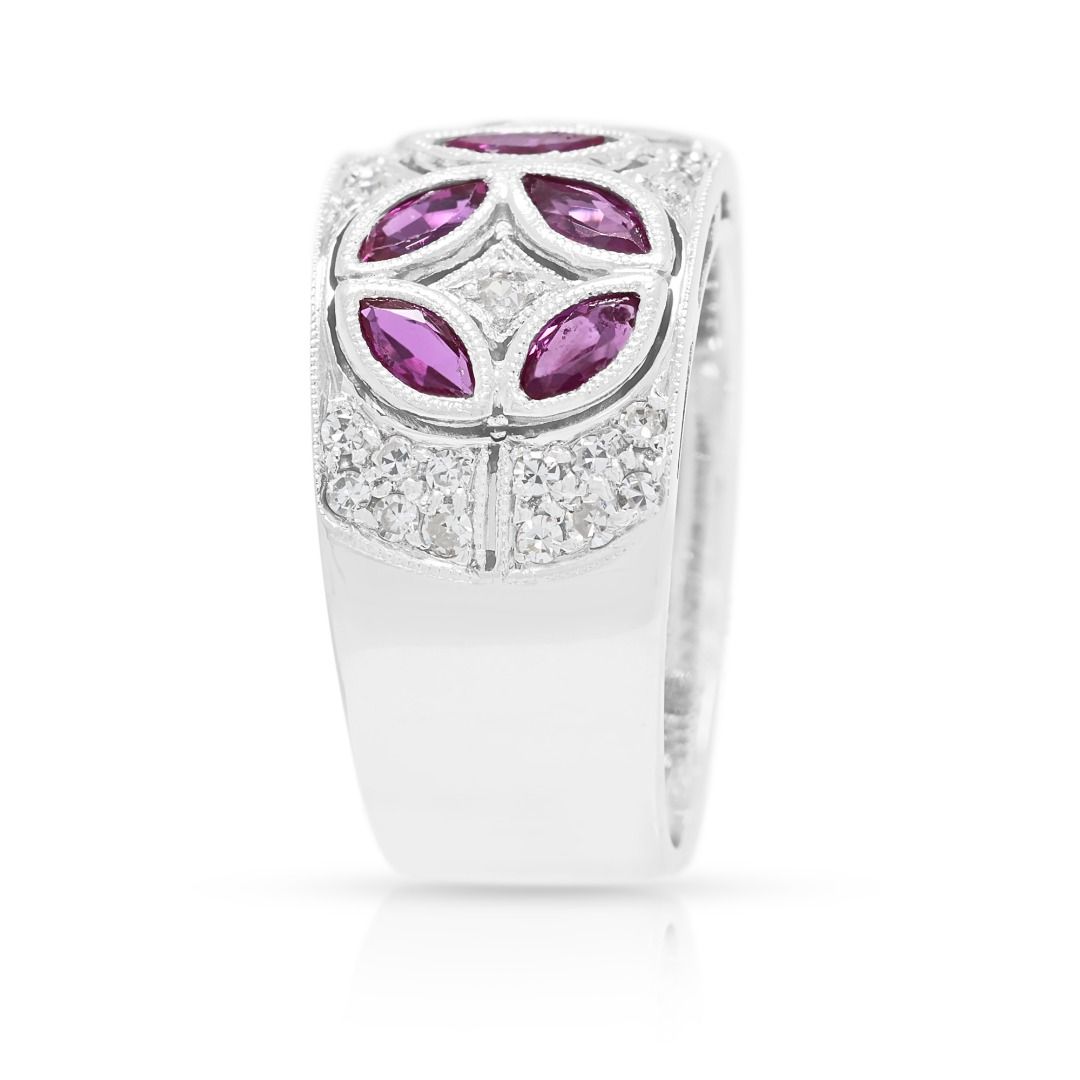 Larry Jewelry 1.45ct Ruby & Diamond Ring in 18K White Gold