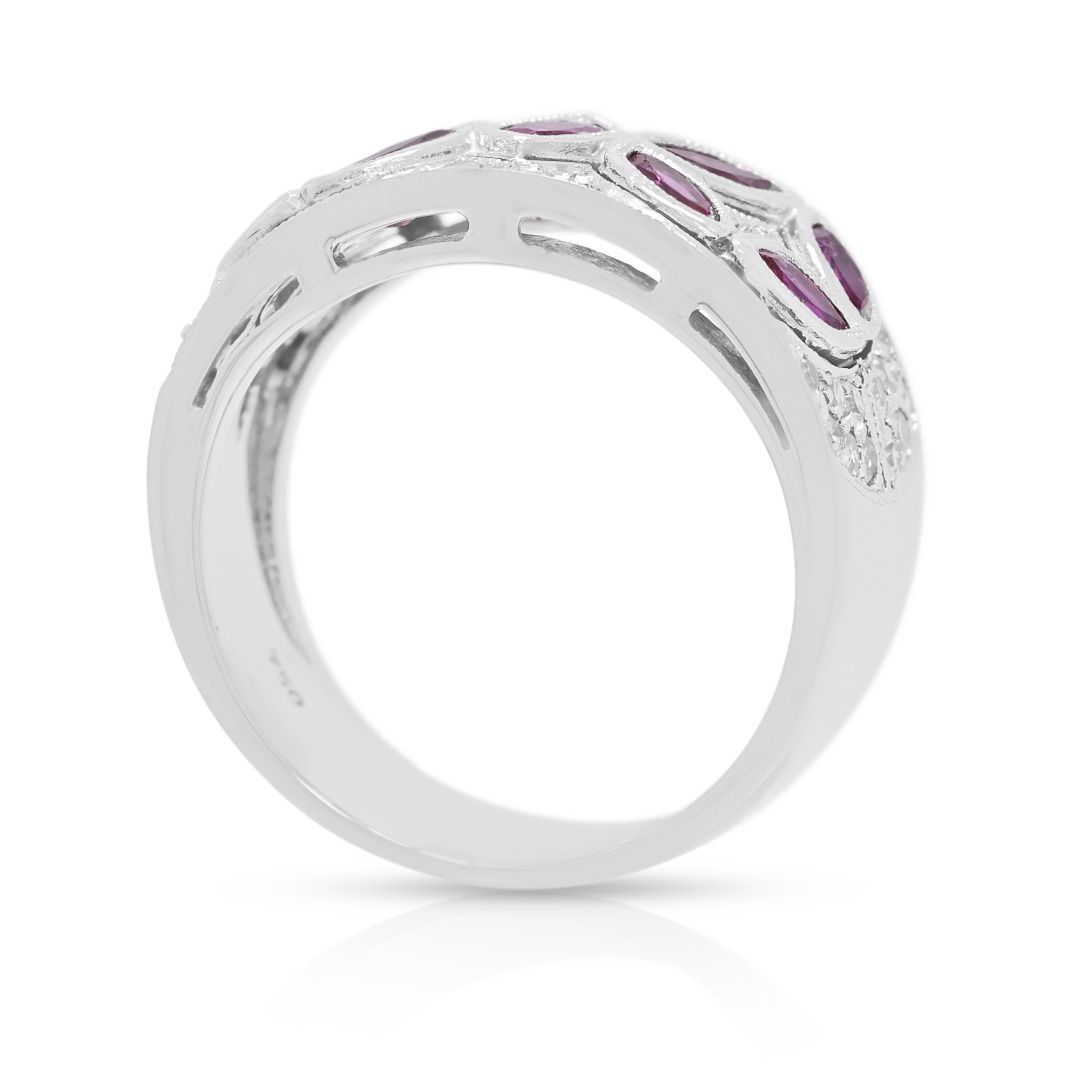 Larry Jewelry 1.45ct Ruby & Diamond Ring in 18K White Gold