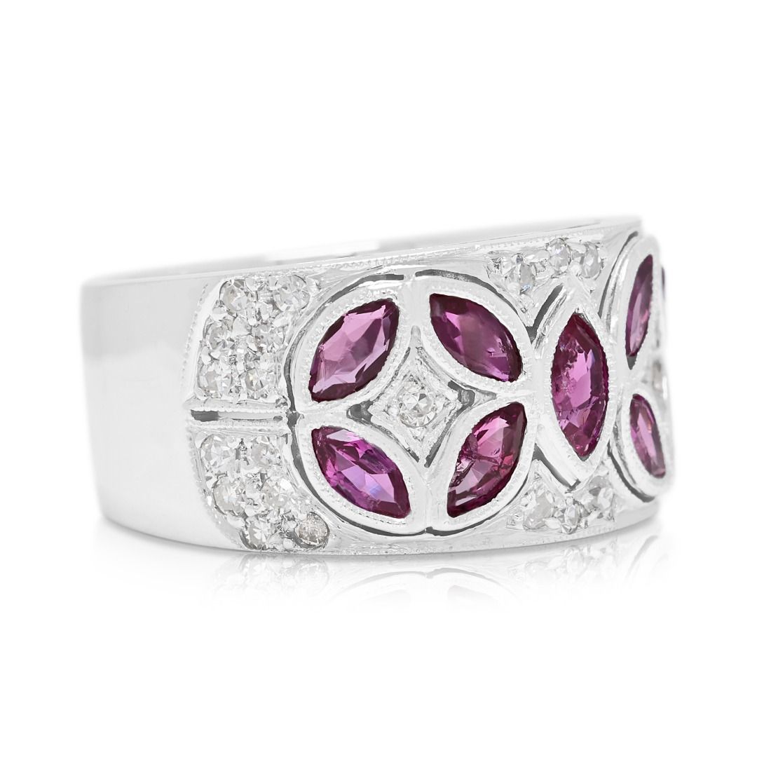 Larry Jewelry 1.45ct Ruby & Diamond Ring in 18K White Gold