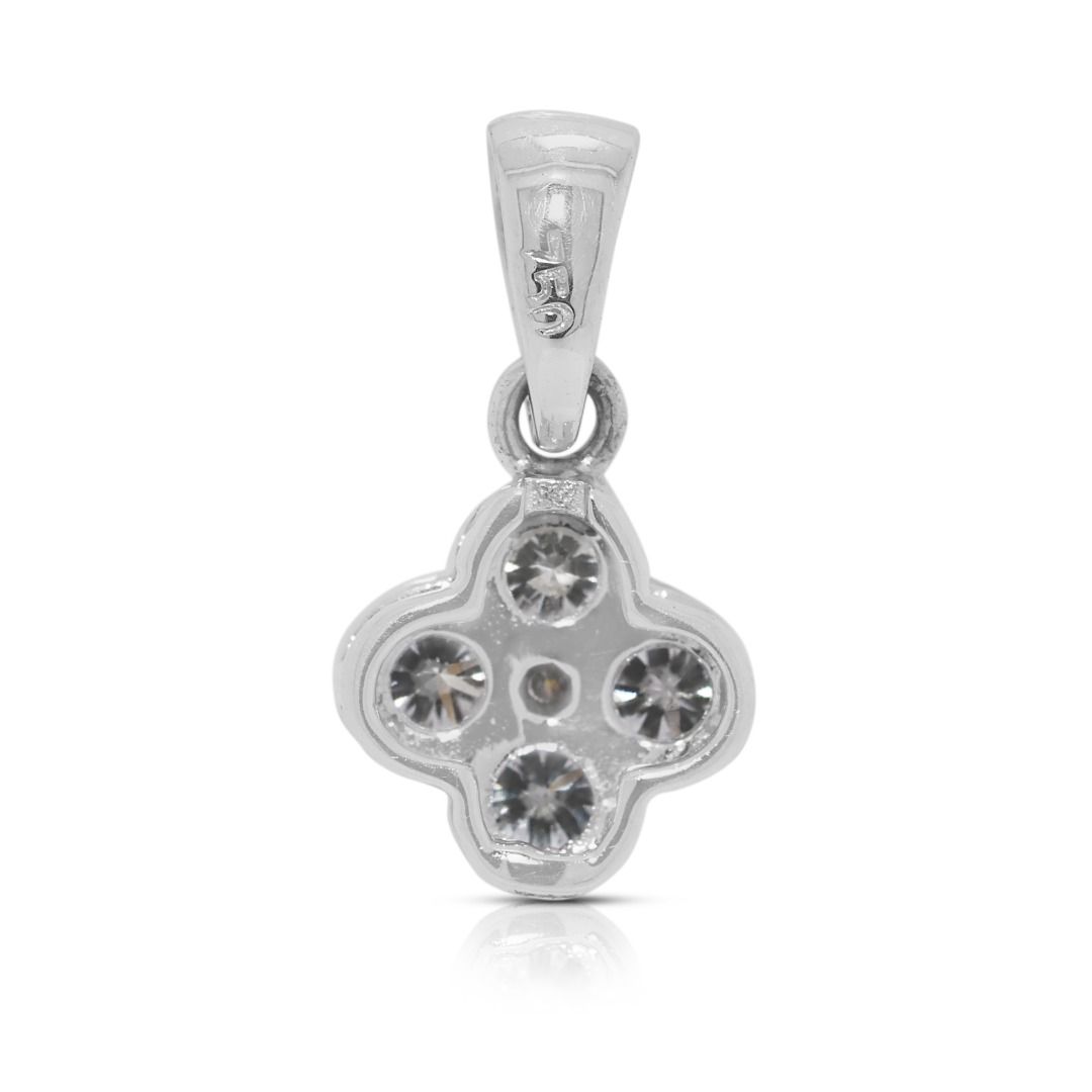 Lucky 0.21ct Natural Diamond 18K White Gold Four-Leaf Clover Pendant