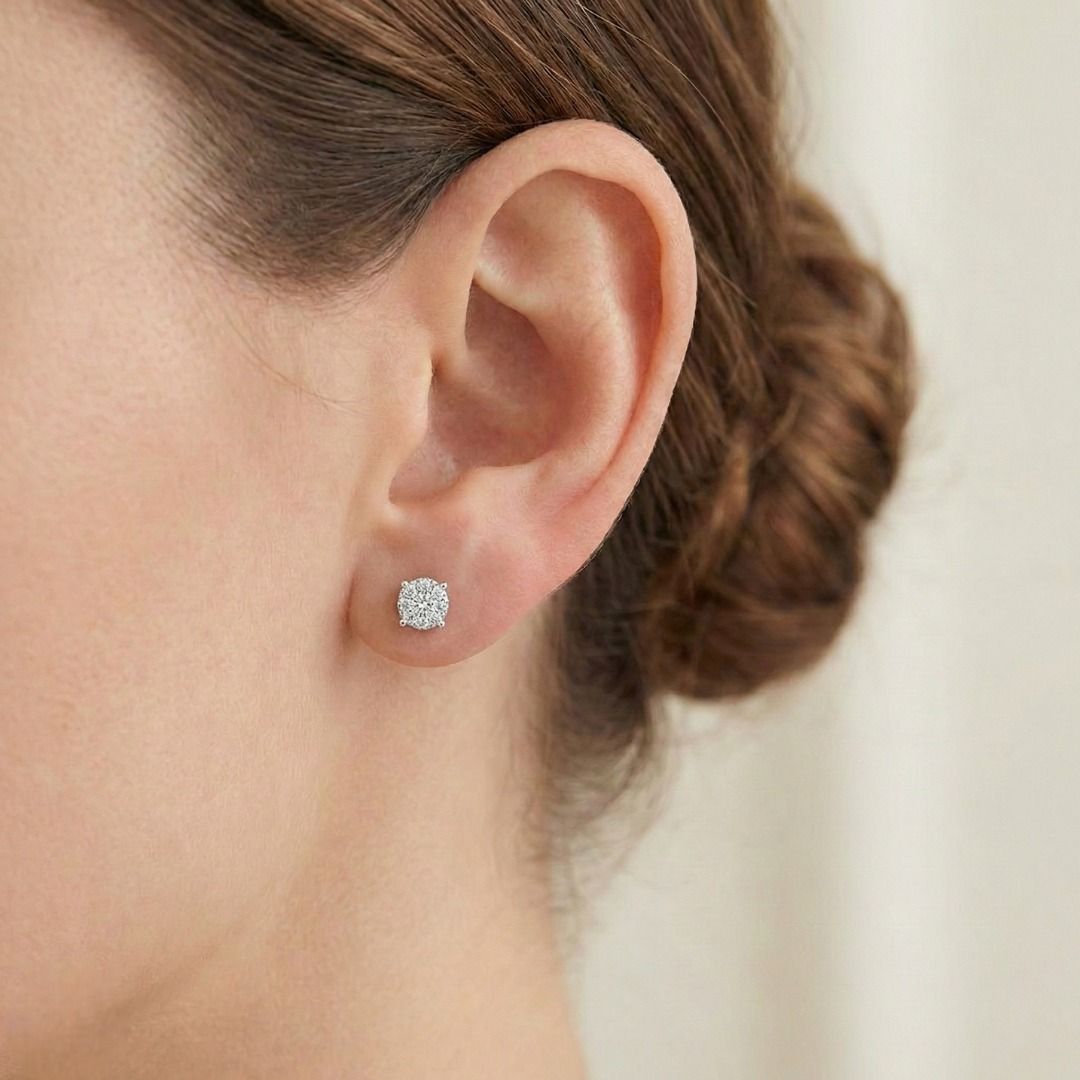 Luminous 0.44ct Good Heart Celestial Diamond Studs in 18K White Gold