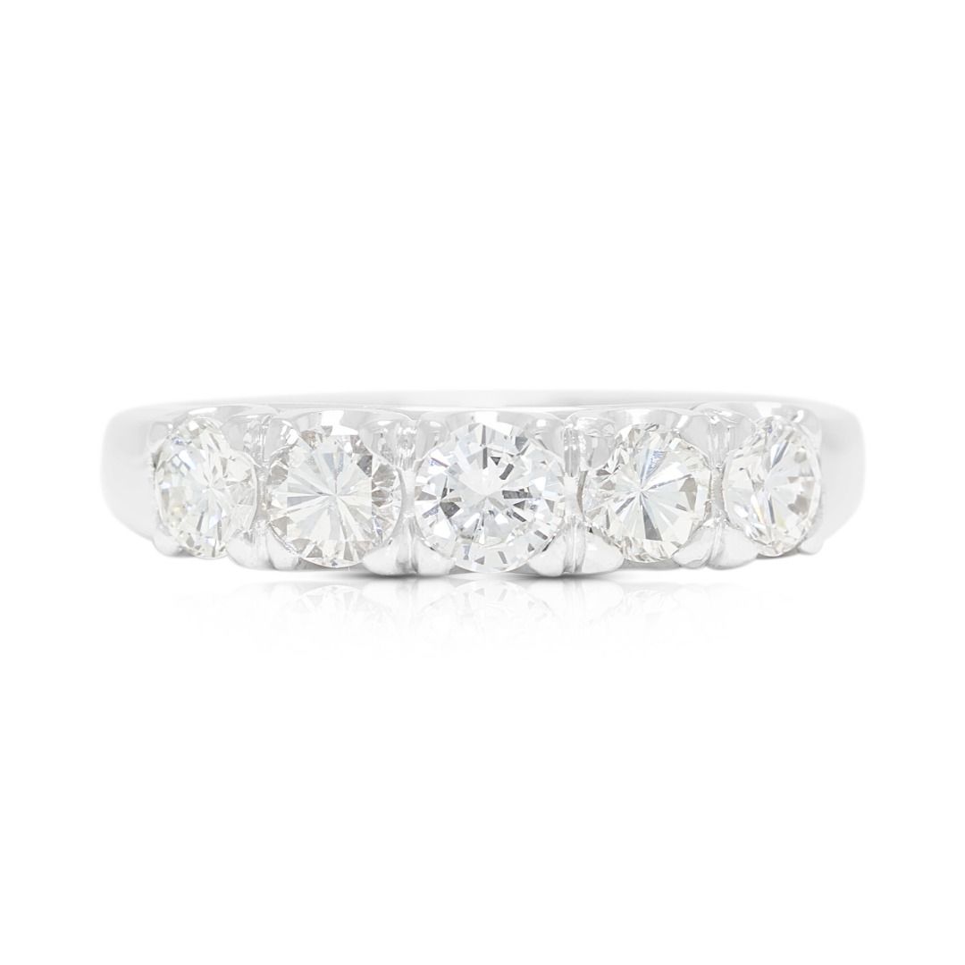 Luminous 0.90ct Natural Diamond Round Brilliant Five-Stone Band in Platinum