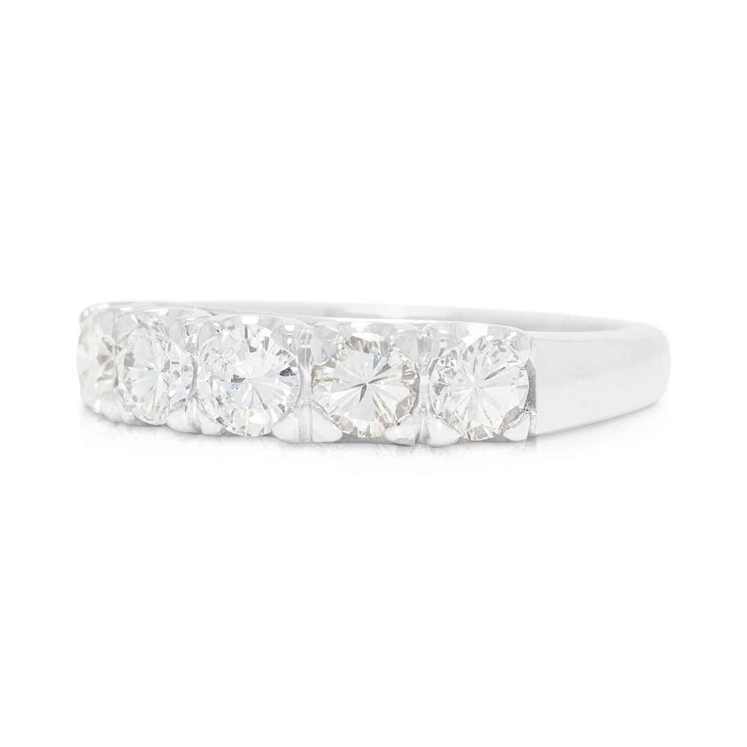 Luminous 0.90ct Natural Diamond Round Brilliant Five-Stone Band in Platinum
