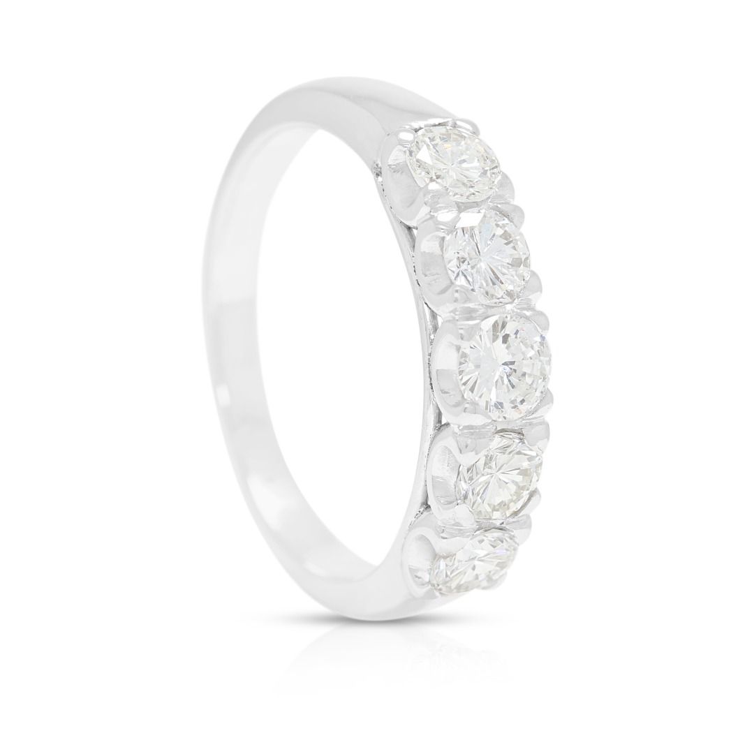 Luminous 0.90ct Natural Diamond Round Brilliant Five-Stone Band in Platinum