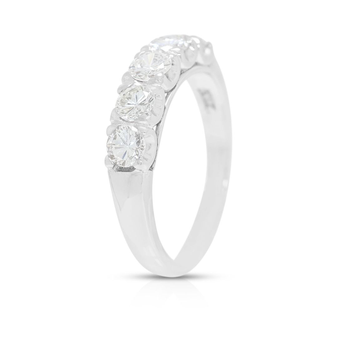 Luminous 0.90ct Natural Diamond Round Brilliant Five-Stone Band in Platinum