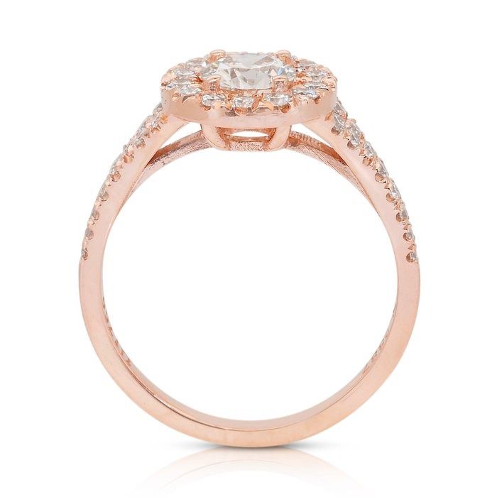 Luminous 1.09ct Diamonds Halo Ring in 18k Rose Gold - IGI Certified