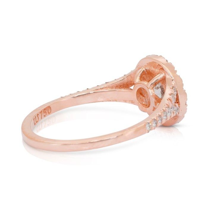 Luminous 1.09ct Diamonds Halo Ring in 18k Rose Gold - IGI Certified