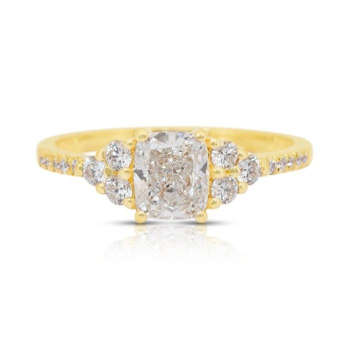 Luminous 1.31ct Diamonds Pave Ring in 18k Yellow Gold - IGI Certified