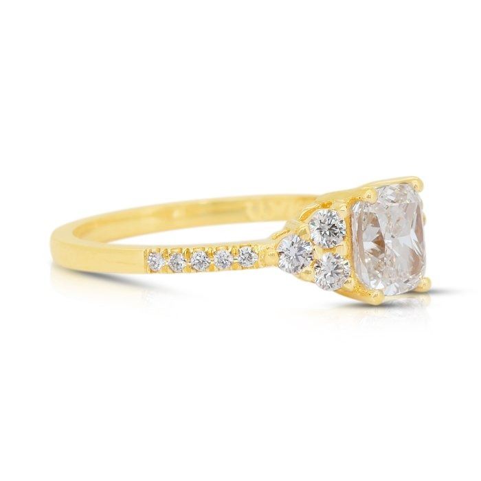Luminous 1.31ct Diamonds Pave Ring in 18k Yellow Gold - IGI Certified