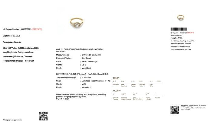 Luminous 1.31ct Diamonds Pave Ring in 18k Yellow Gold - IGI Certified