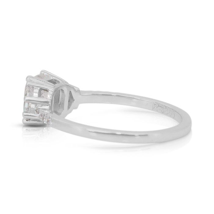 Luminous 1.36ct Diamonds 3-Stone Ring in 18k White Gold - GIA Certified