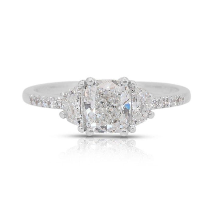 Luminous 1.36ct Diamonds 3-Stone Ring in 18k White Gold - GIA Certified