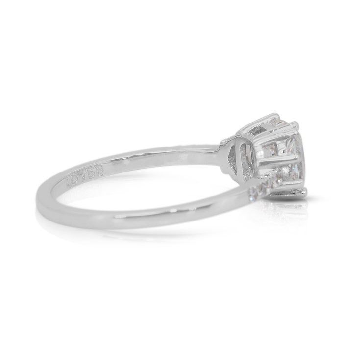 Luminous 1.36ct Diamonds 3-Stone Ring in 18k White Gold - GIA Certified