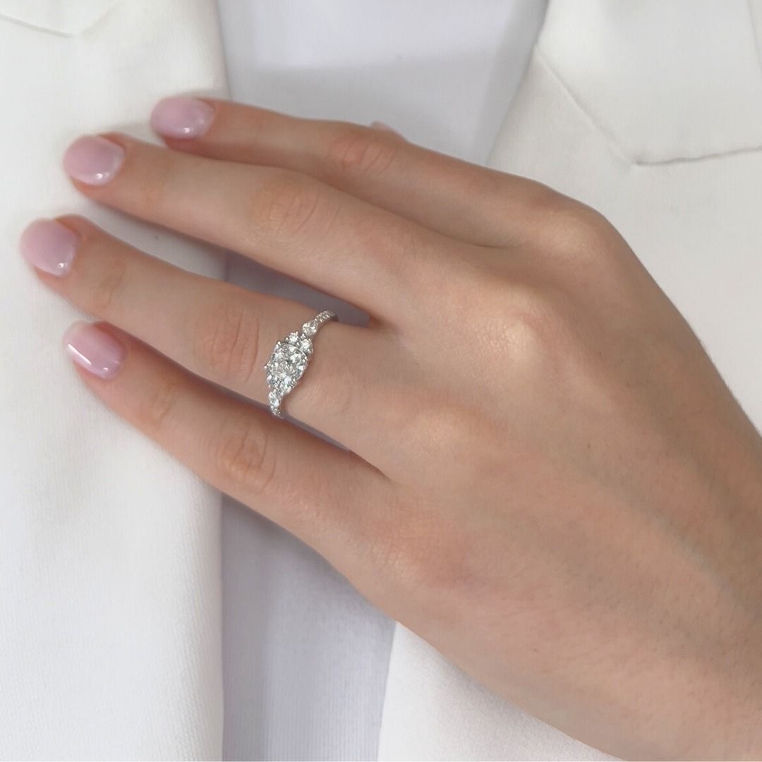 Luminous 1.43ct Diamonds Pave Ring in 18k White Gold - GIA Certified