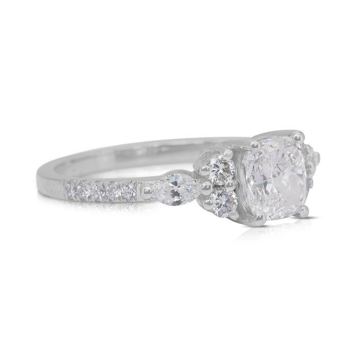 Luminous 1.43ct Diamonds Pave Ring in 18k White Gold - GIA Certified