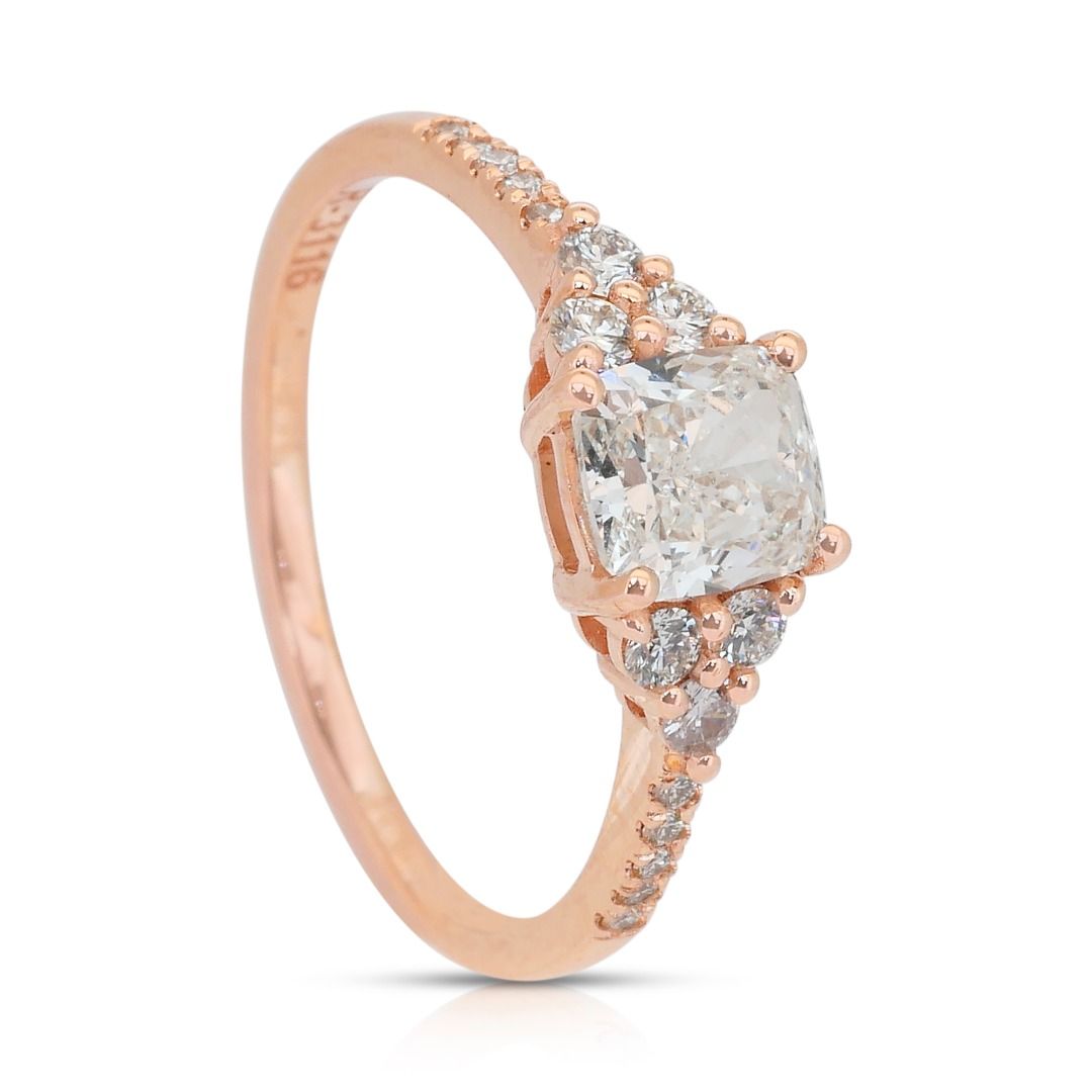 Luminous 1.44ct Diamonds Ring in 18k Rose Gold - IGI Certified