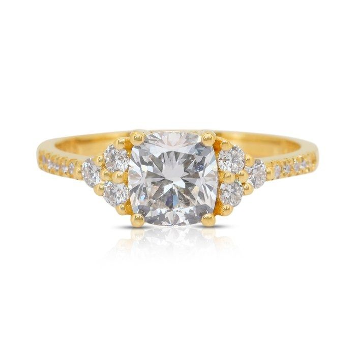 Luminous 1.50ct Diamonds Ring in 18k Yellow Gold - IGI Certified