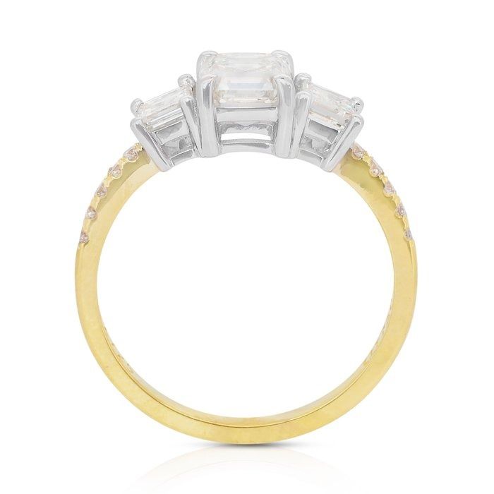 Luminous 1.54ct Diamonds 3-Stone Ring in 18k Yellow & White Gold - IGI Certified