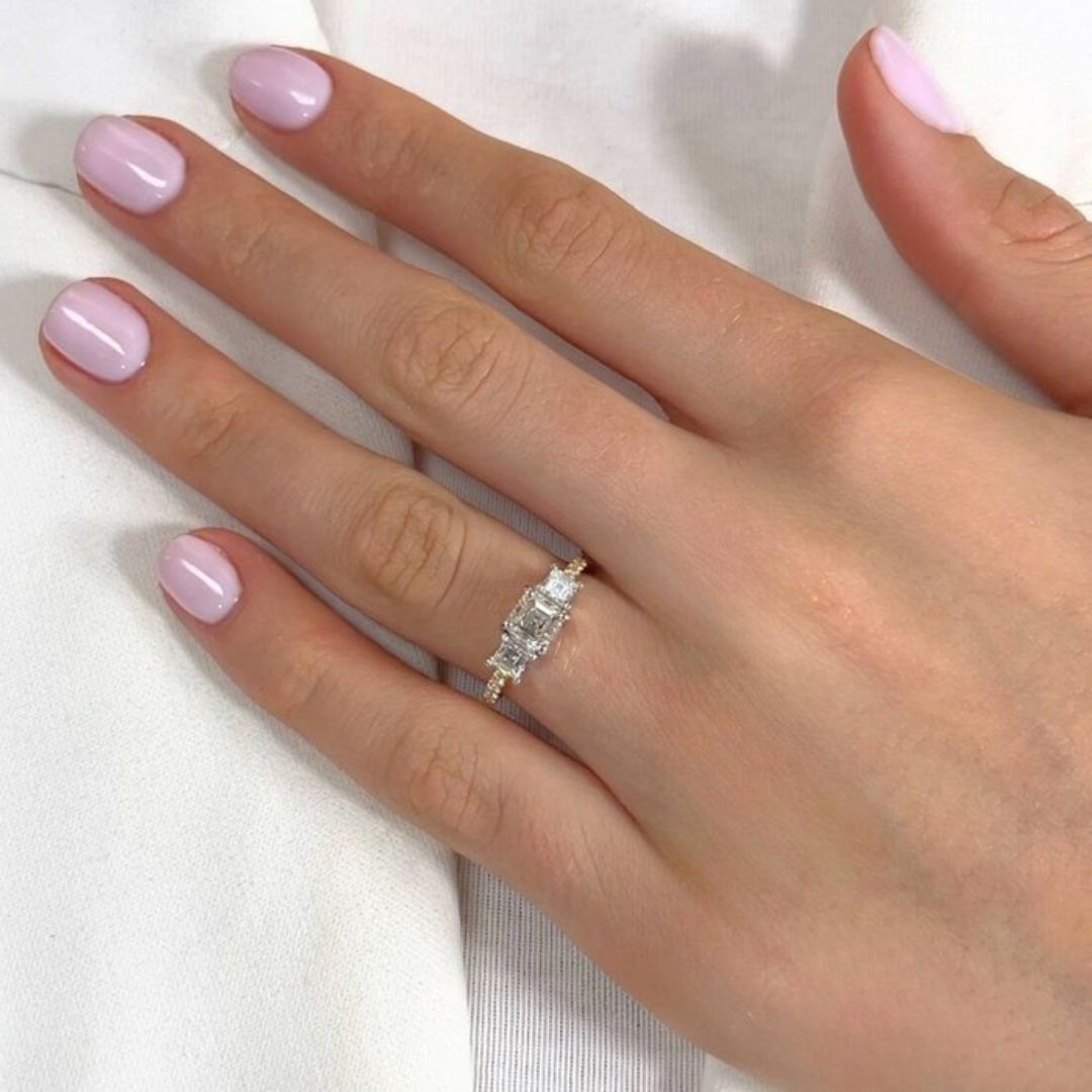 Luminous 1.54ct Diamonds 3-Stone Ring in 18k Yellow & White Gold - IGI Certified