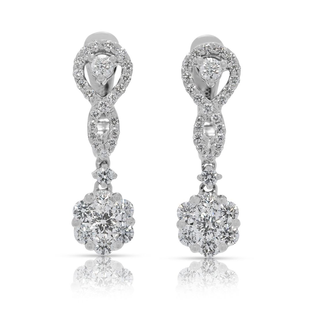 Lustrous 0.58ct Diamond Drop Earrings in 18K White Gold