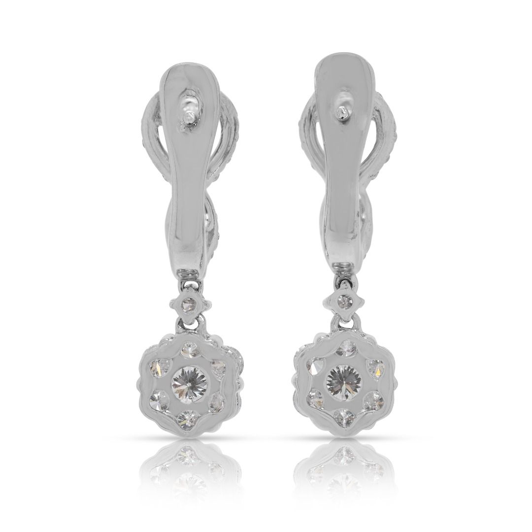 Lustrous 0.58ct Diamond Drop Earrings in 18K White Gold