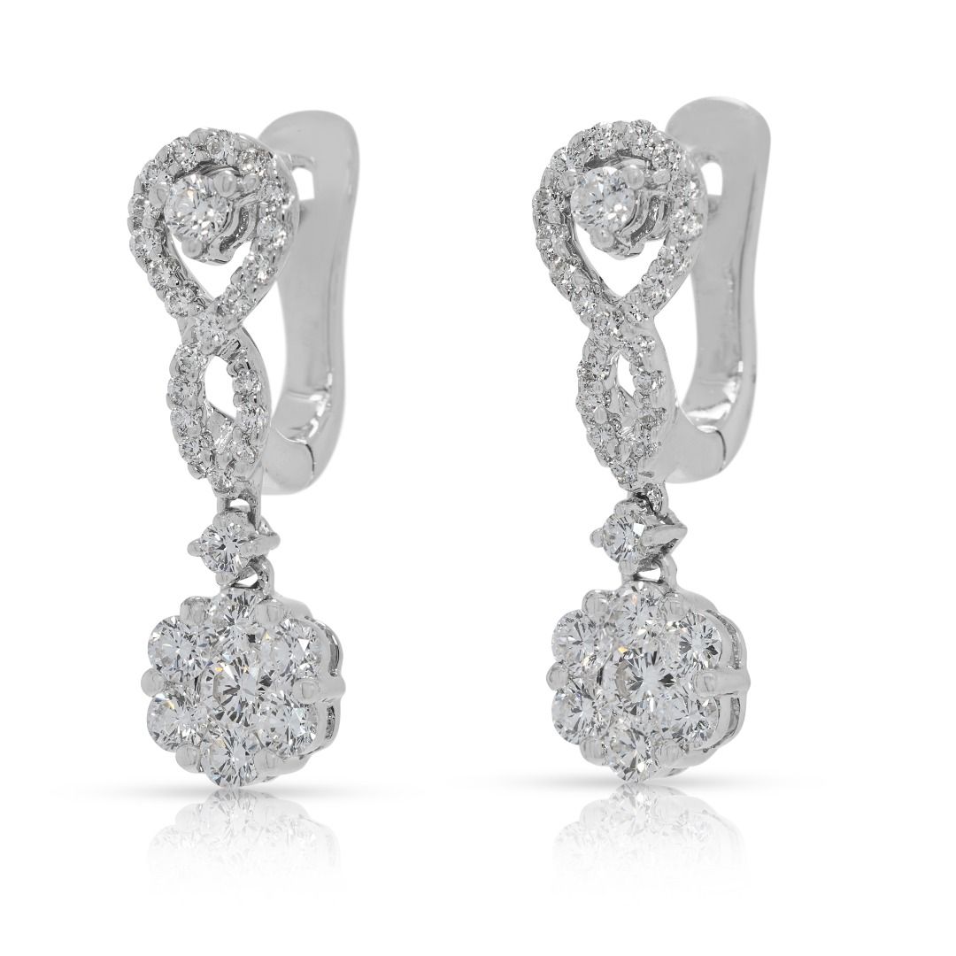Lustrous 0.58ct Diamond Drop Earrings in 18K White Gold