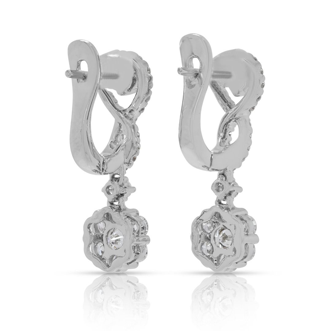 Lustrous 0.58ct Diamond Drop Earrings in 18K White Gold