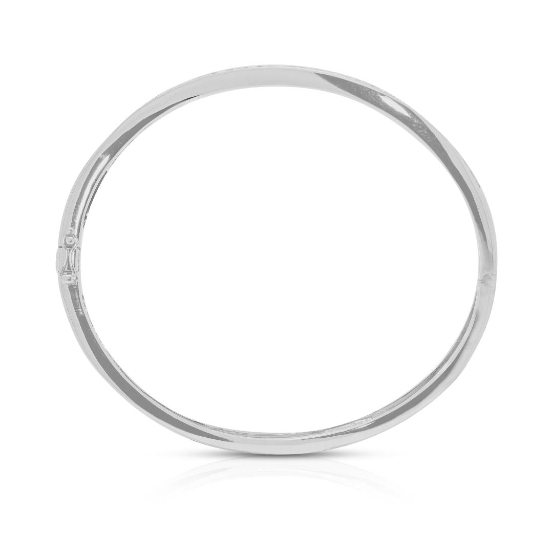 Lustrous 2.35ct Natural Diamond Ribbon Bypass Bangle in 18k White Gold
