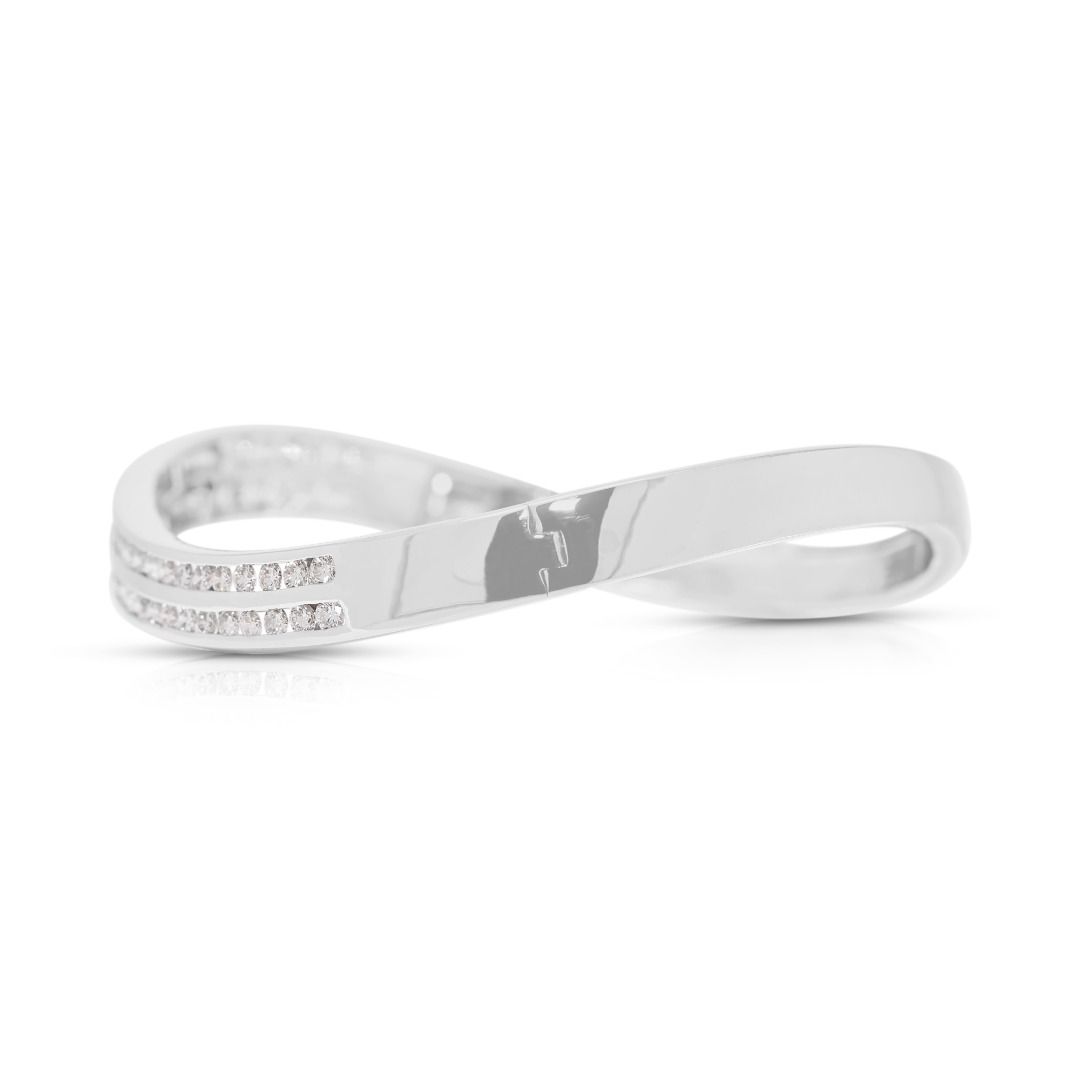 Lustrous 2.35ct Natural Diamond Ribbon Bypass Bangle in 18k White Gold