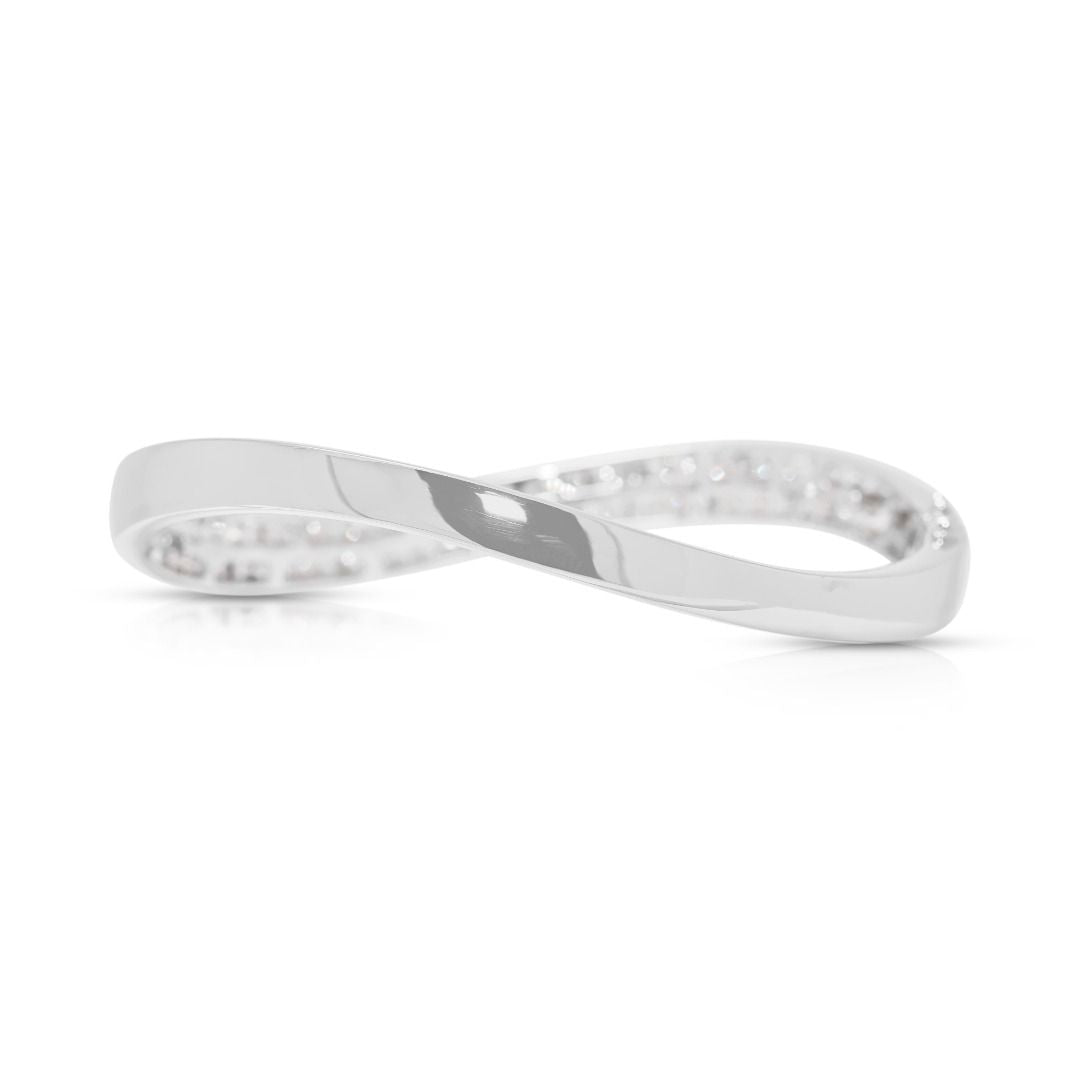 Lustrous 2.35ct Natural Diamond Ribbon Bypass Bangle in 18k White Gold