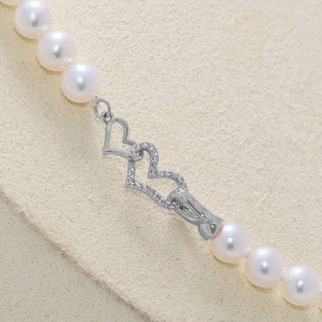 Lustrous 7mm Mixed Akoya Pearl Silver Necklace (New)