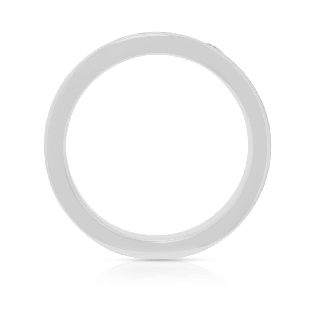 Luxurious 0.04ct Diamond Bvlgari Logo Ring in 18K White Gold (with invoice)