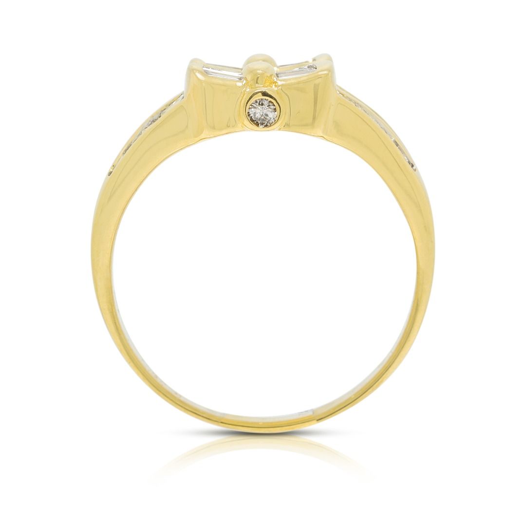 Luxurious 0.64ct Natural Diamond Bow Motif Ring in 18K Yellow Gold